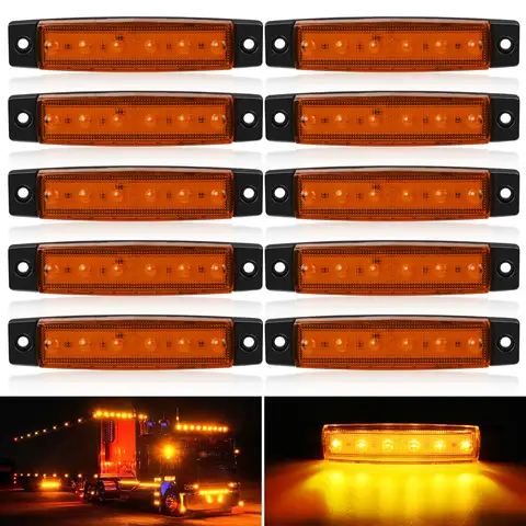 10PCS 12V-24V Led Side Marker Indicator Car Lights Front Rear for Trucks Cab RV Trailer  Amber/Red/White/Green/Blue
