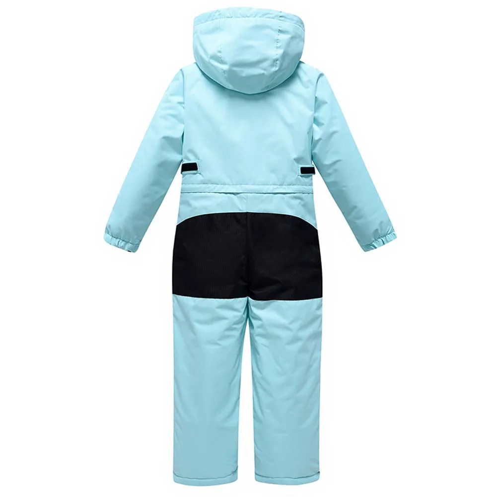 Children's Ski Overalls with Hood Windproof Waterproof Boys Ski Suit Girls Warm One-Piece Snowsuit Kids Winter Snowboarding Wear