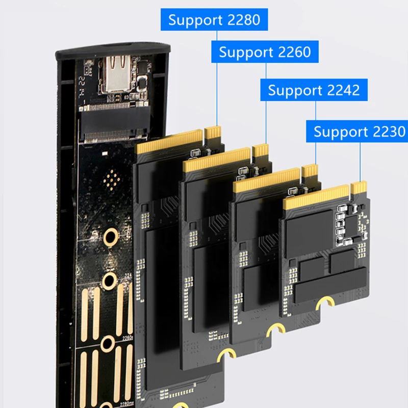 M.6 Dual Protocol NVME SATA SSD Enclosure Type-C 3.1 Tool-Free M.2 SSD Case with Built-in Metal Heat Sink for Storage Expan