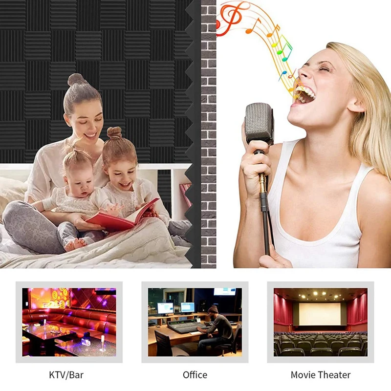 New Acoustic Foam Panels Wedges 48 Pack Acoustic Panels 1 X 12 X 12Inch Studio Sound Absorbing Tiles Recording Ceiling