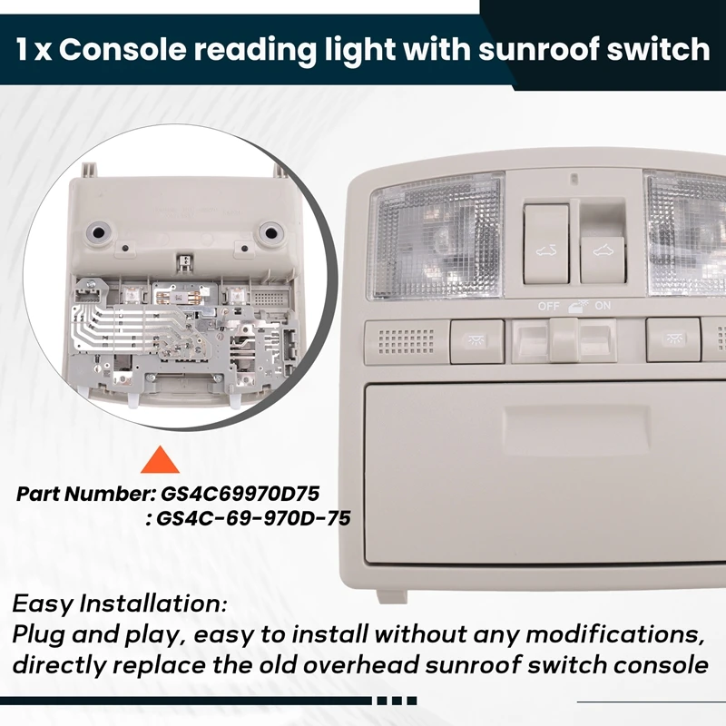 Car Overhead Reading Light With Sunroof Switch Sunglasses Case GS4C-69-970D-75 For Mazda 6 2009-2011 GS4C69970D75