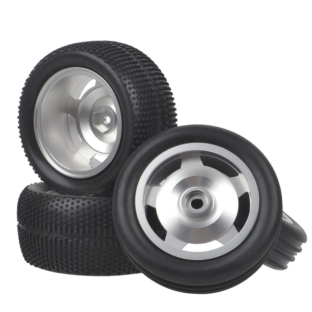 Aluminum Front Rear Star Dish Wheels Rims w/Buggy Tires for Tamiya TD2 DT-02T DT-03 DT-02 MS 2WD Buggy Chaasis