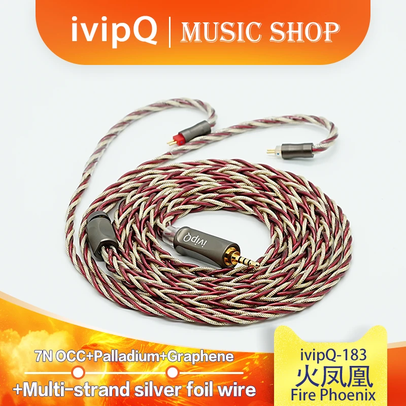 ivipQ-183 Fire Phoenix HIFI Earbud IEM سلك كابل ترقية سماعة أذن عالي الجودة مع 2.5/3.5 مللي متر/4.4 مللي متر MMCX/0.78 مللي متر 2Pin لأداء 5