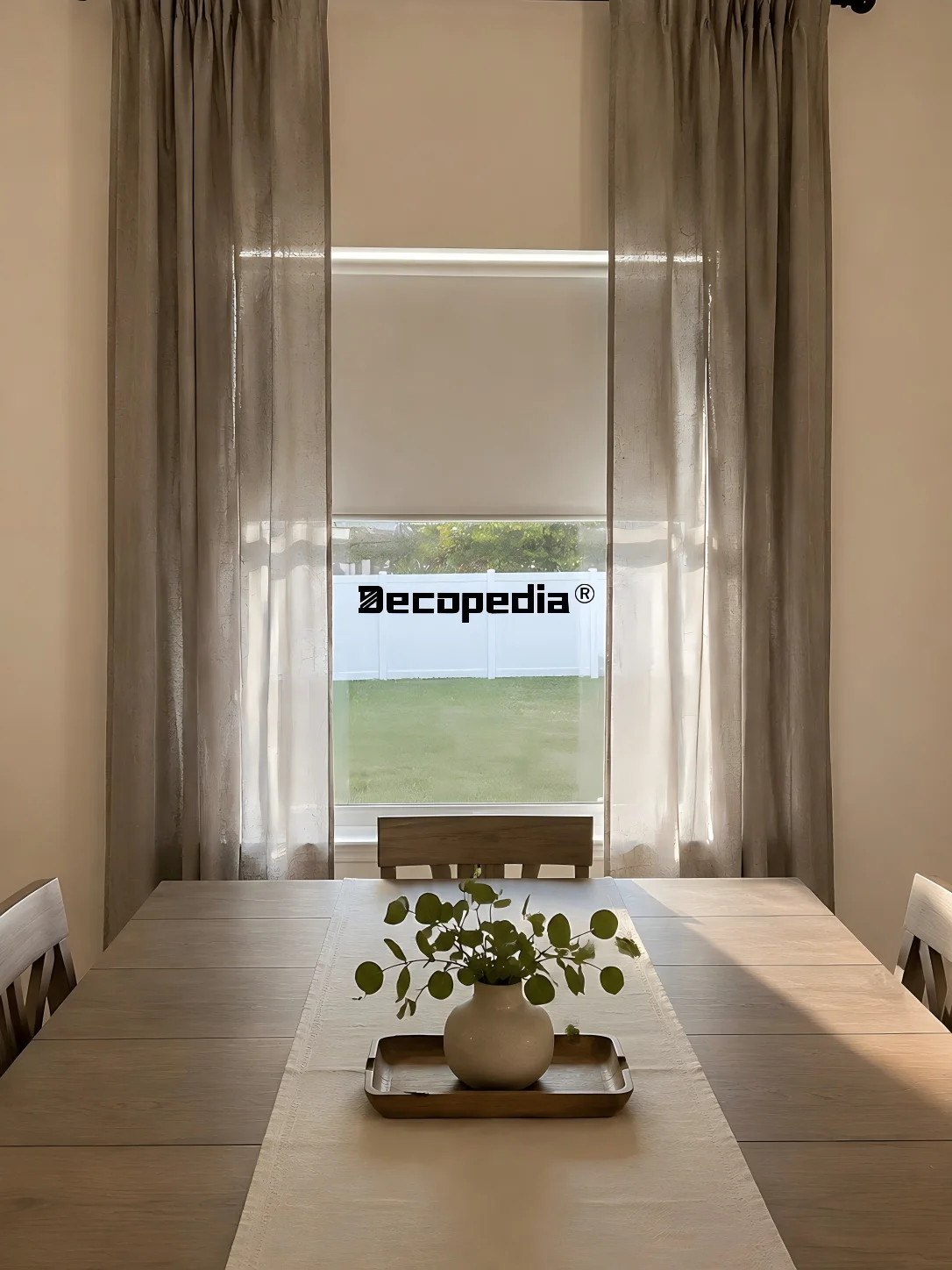Decopedia Roller Shades for Windows Motorized Smart Window Blinds Blackout Roller Day and Night Simple No-Valance Blinds