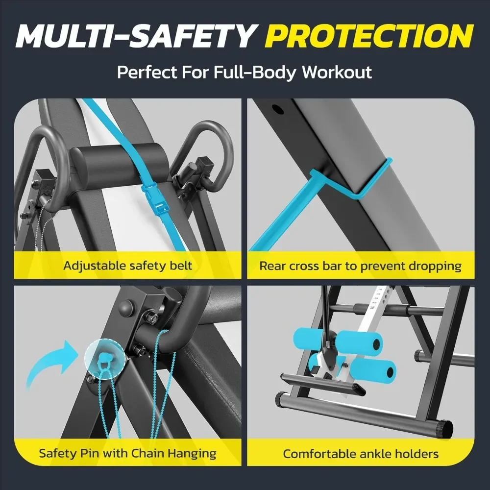 طاولة انعكاس شديدة التحمل من YOLEO Gravity مع مسند للرأس وآلة نقالة الظهر بحزام واقٍ قابل للتعديل لتخفيف الآلام