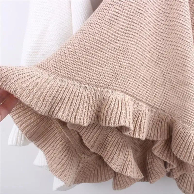 

J2FF Cotton Knit Baby Blanket Soft Neutral Swaddle Receiving Crib Blankets