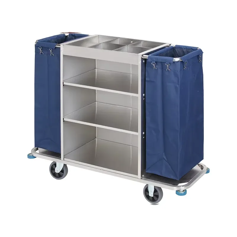 Stainless Steel Hotel Hand Push Work Car Factory Customized Hotel Room Service Trolley for Guest Areas