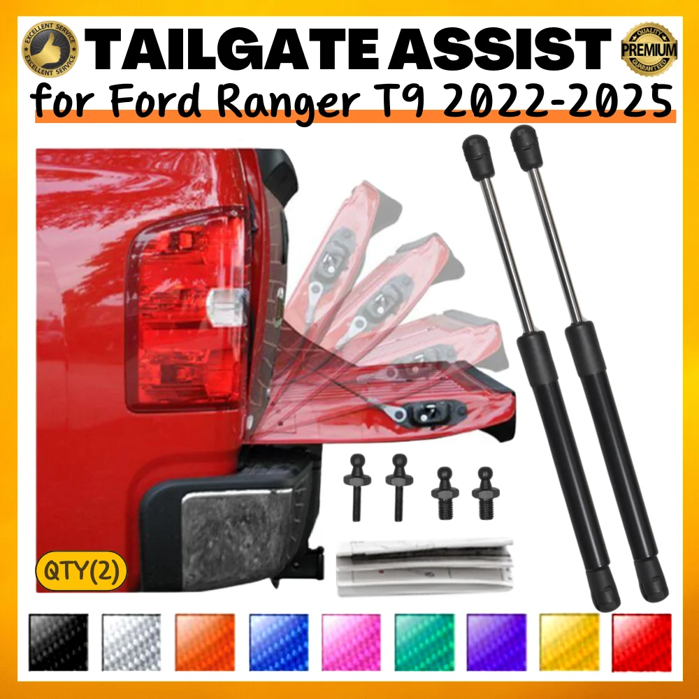 Qty(2) Trunk Struts for Ford Ranger T9 Pickup 2022-2025 Rear Tailgate Boot Lift Supports Gas Springs Shock Absorbers Dampers Bar