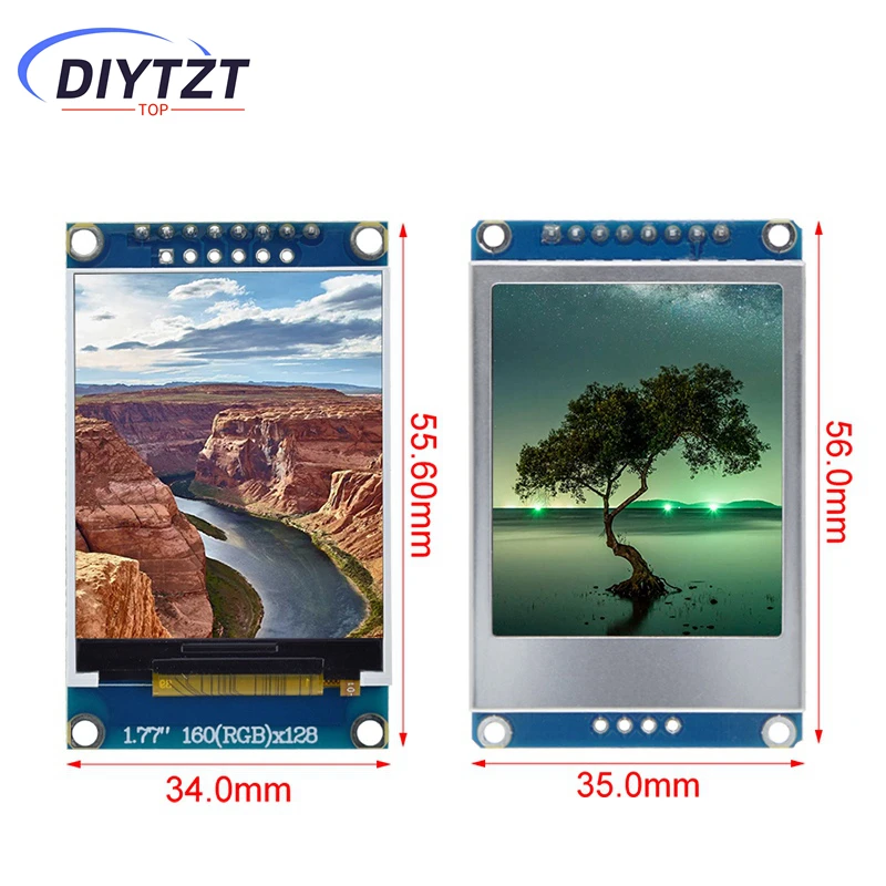 DIYTZT 1.77 inch TFT LCD Screen  128*160 1.77 TFTSPI TFT Color Screen Module Serial Port Module For Arduino UNO R3
