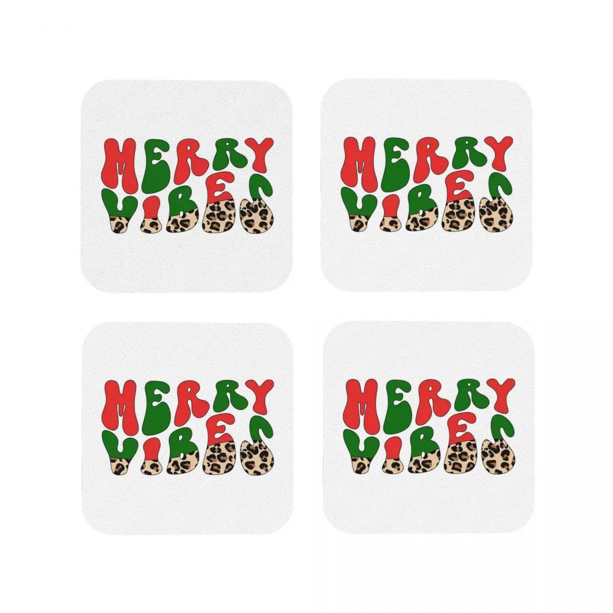 

Подставки с Рождеством Vibes, кухонные салфетки, нескользящие изоляционные коврики для чашек, кофейные коврики для декора, домашняя посуда, подушечки, набор из 4 шт.