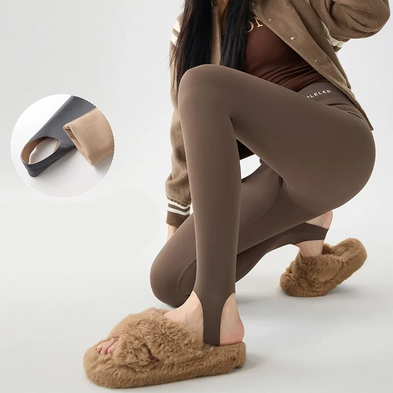 2025 New Women Step On Foot Leggings Autumn Winter Rabbit Fleece Thicken Warm Leggings Slim Yoga Fitness Sports Shark Leggings