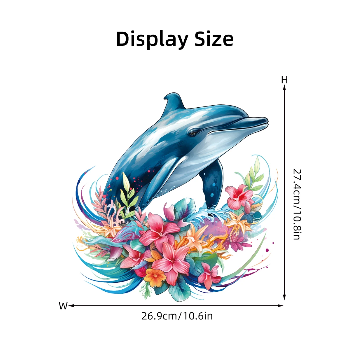 1Pc Watercolour Flower Dolphin Wall Stickers for Toilet Bathroom Home Decor Bedroom Wall Decals Children Room Living Room DIY