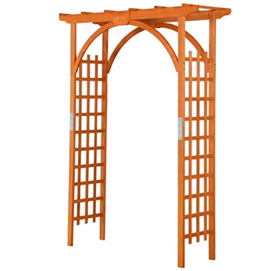7FT Wooden Arch Arbor for Outdoor Climbing Plants, Natural Wood Finish, Rustic Brown, Sturdy Weather-Resistant Design
