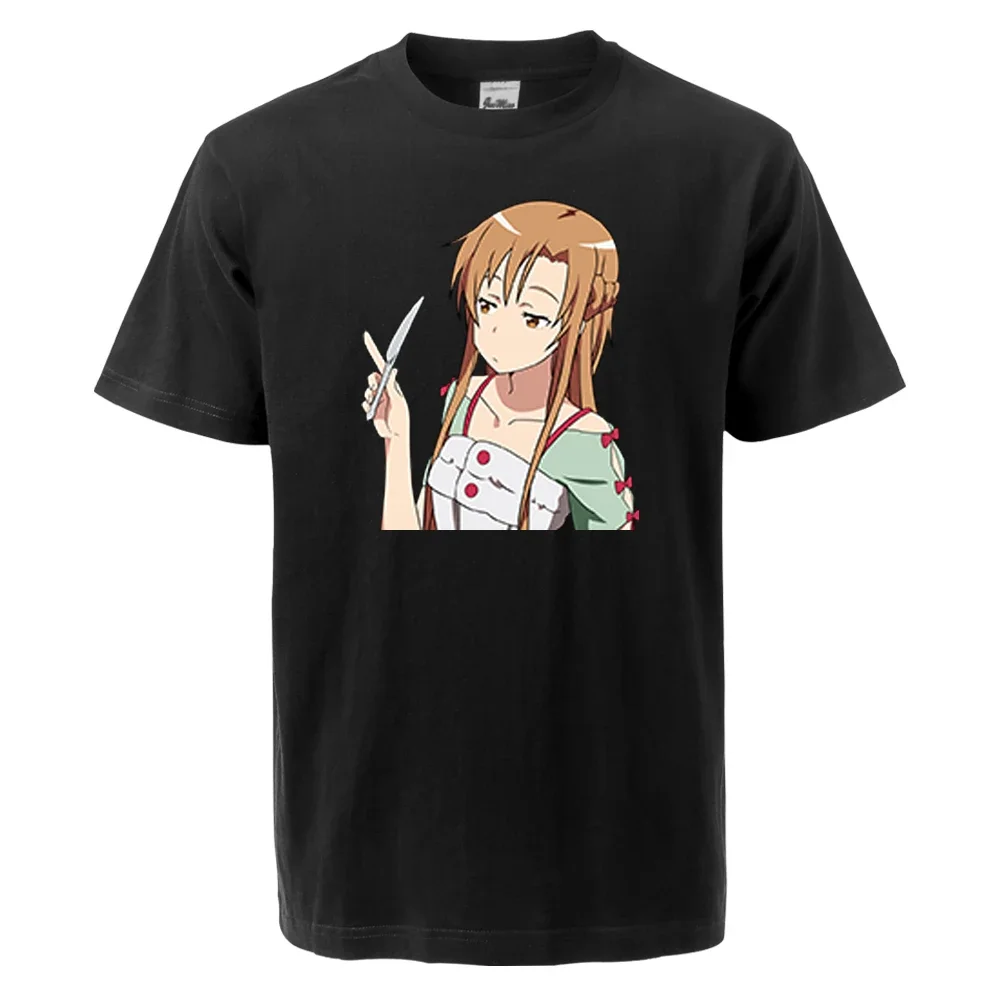 Yuuki Asuna Anime Kawaii Girl Summer 2024 Male Casual T-Shirt Hip Hop O-Neck Tees Man Clothes Oversized T-Shirts