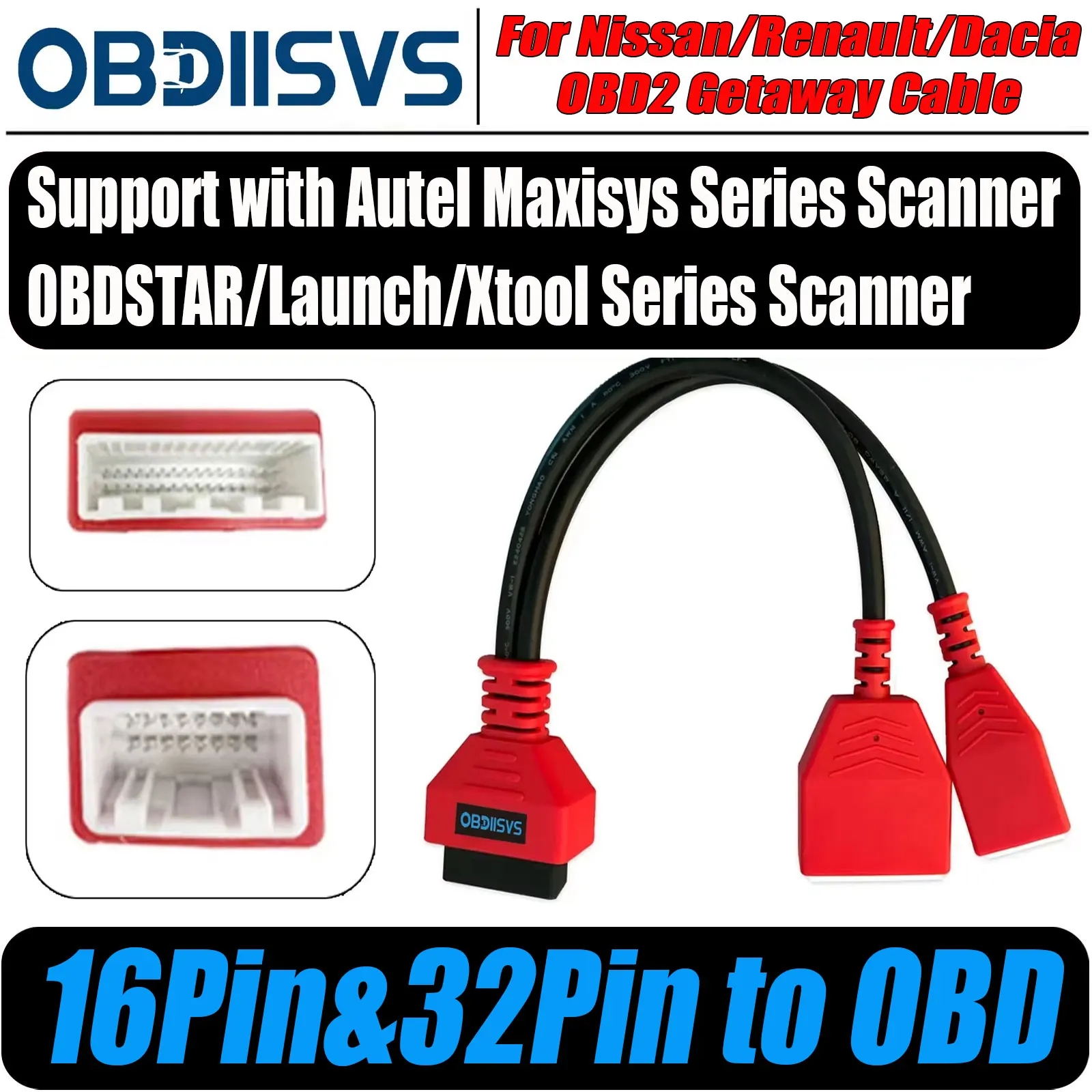 16Pin 32Pin to OBD2 Diagnostic Cable For Nissan/Renault/Dacia Vehicle Security Gateway OBD2 Cable Support Autel Maxisys//0BDSTAR