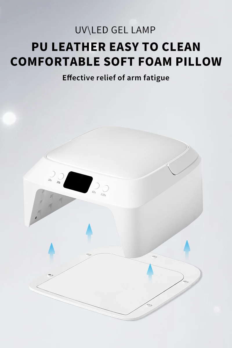 48 واط شاشة ديجيتال الأشعة فوق البنفسجية LED مسمار مصباح مع مسند الذراع المحمولة مساحة كبيرة مساحة مسمار مجفف المهنية مصباح الأشعة فوق البنفسجية لعلاج طلاء الجل