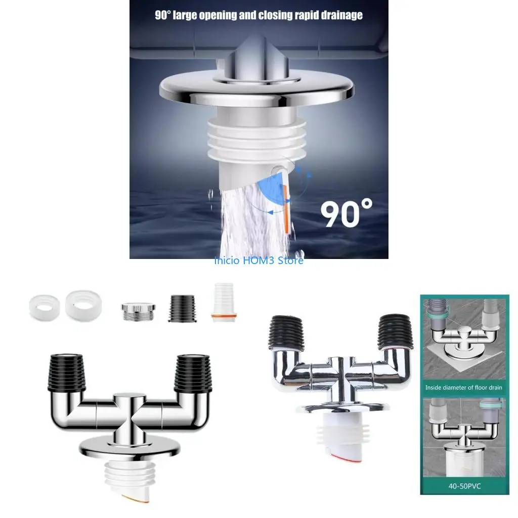 A5YD Washing Machine Floor Drain Adapter Sewer Elbow Pipe Connector Tees Joint