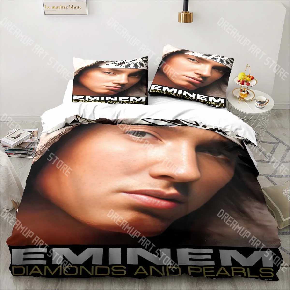 3D Printed Eminem Hip Hop Singer Bedding Set for Boys Girls Duvet Cover Pillowcase Twin Queen King Full Single Double Sizes