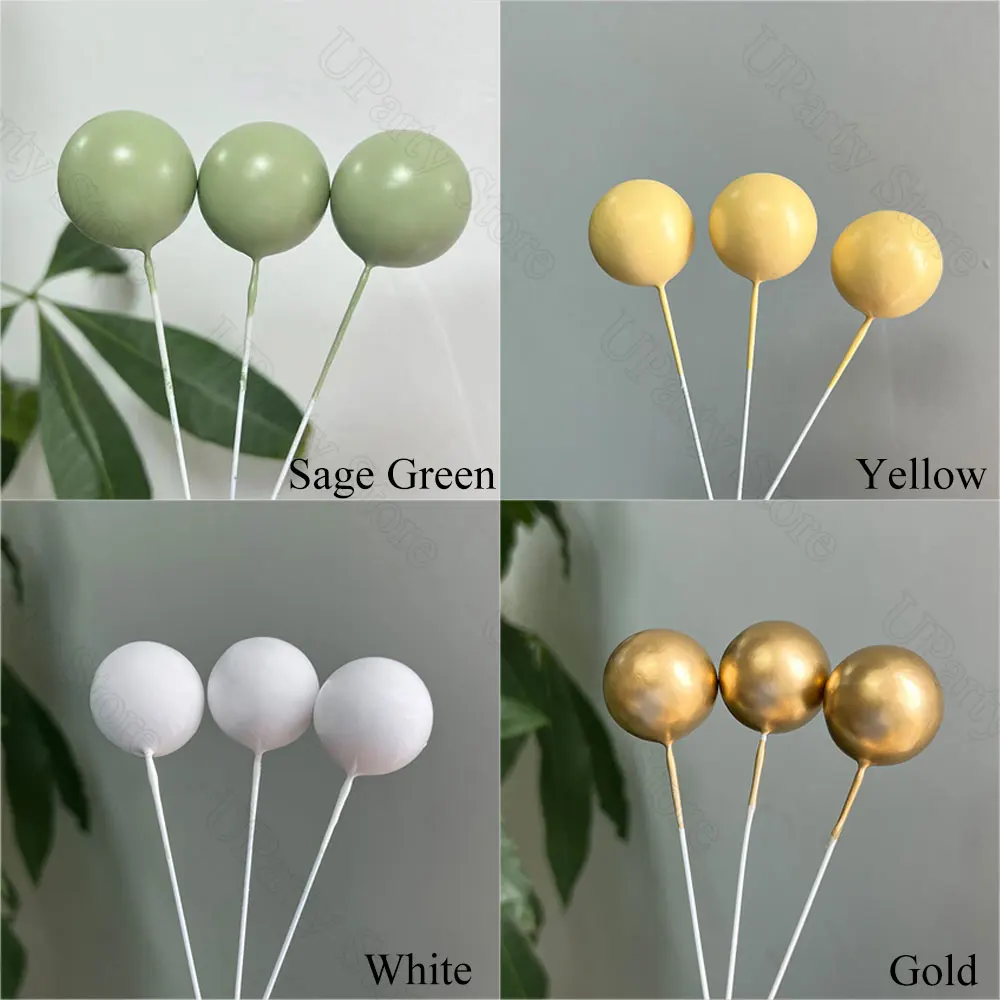 1 Set Giraffen-Kuchenaufsätze, 2–4 cm, goldgelbe Salbeigrüne Kuchenbälle für Dschungeltiere, Geburtstag, Babyparty, Party, Kuchendekoration – Detail 3