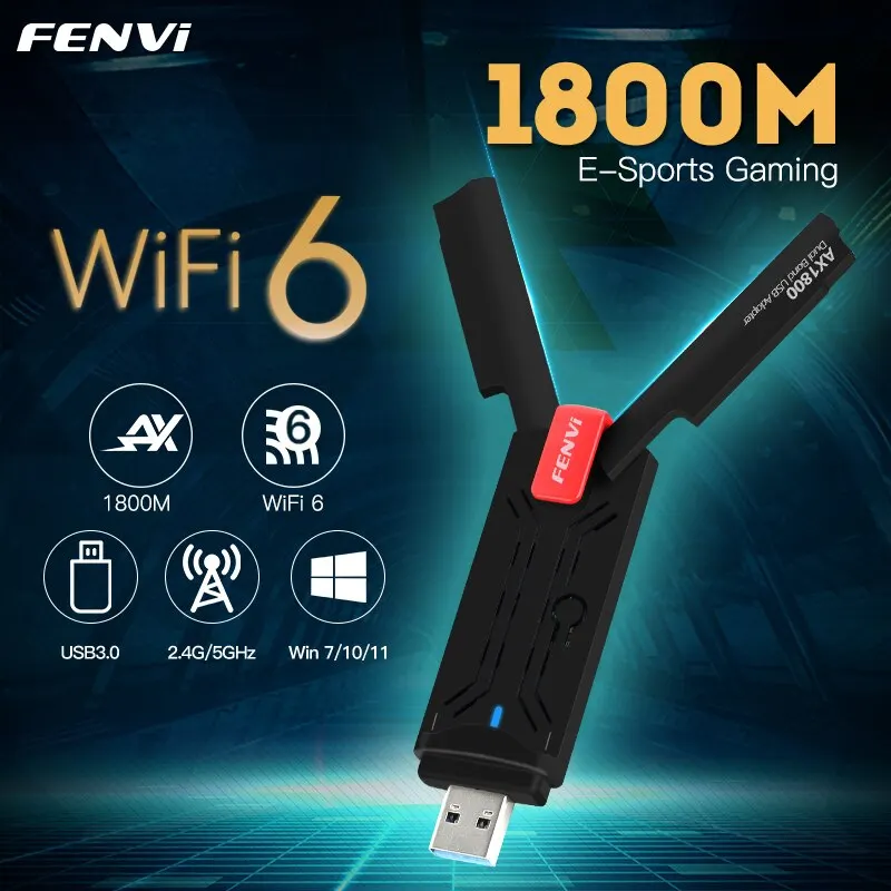 FENVI WiFi 6 USB Adapter Dual Band AX1800 2.4G 5GHz Wireless WiFi 6E AXE3000 Dongle Network Card USB 3.0 WiFi Adapter Win7 10 11