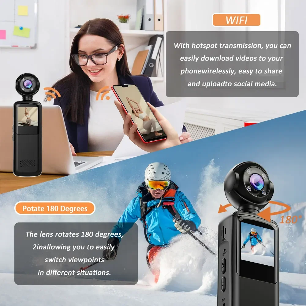 1080P HD Action Camera WiFi Night Vision Anti-Shake Outdoor Cycling Sports DV 2026 New Portable Mini Outdoor Video Recorder Cam