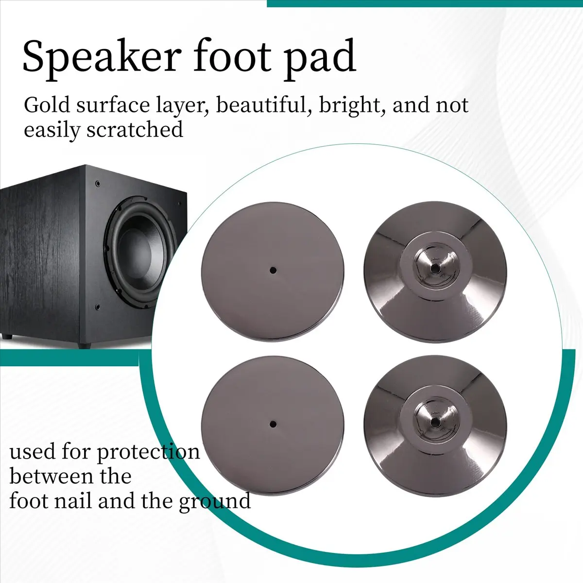 AAAE 4 Pcs Speaker Pure Copper Spikes Pads HiFi Speaker Box Isolation Floor Stand Feet Cone Base Shoes Pad (Black)