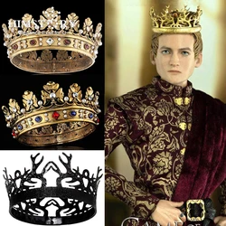 Himstory Royal King Crown For Men Full Round Baroque Vintage Big  Tiaras Crowns Prom Diadem Party Costume Hair Accessories