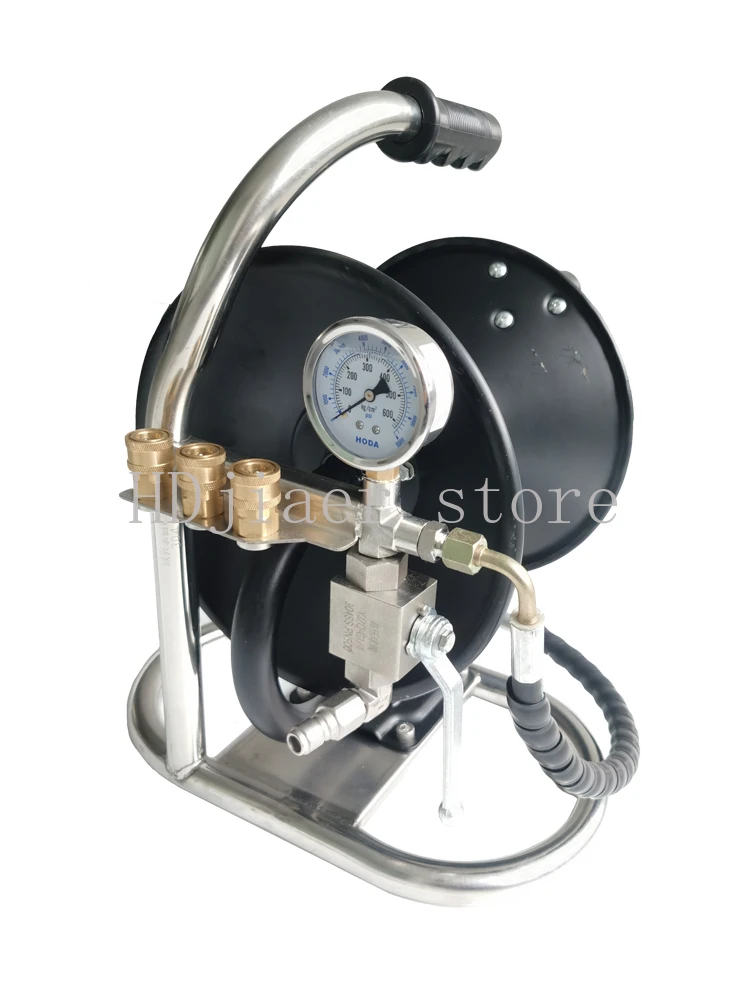 

Handheld pipe reel for unclogging pipes, hand cranked reel for collecting pipes, high-pressure pipe storage rack