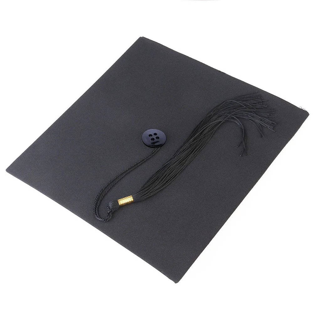 

Black Graduation Graduation Hat Adjustable 24x24cm Polyester Mortar Board Tassel for College Disco Costume Adult Cap