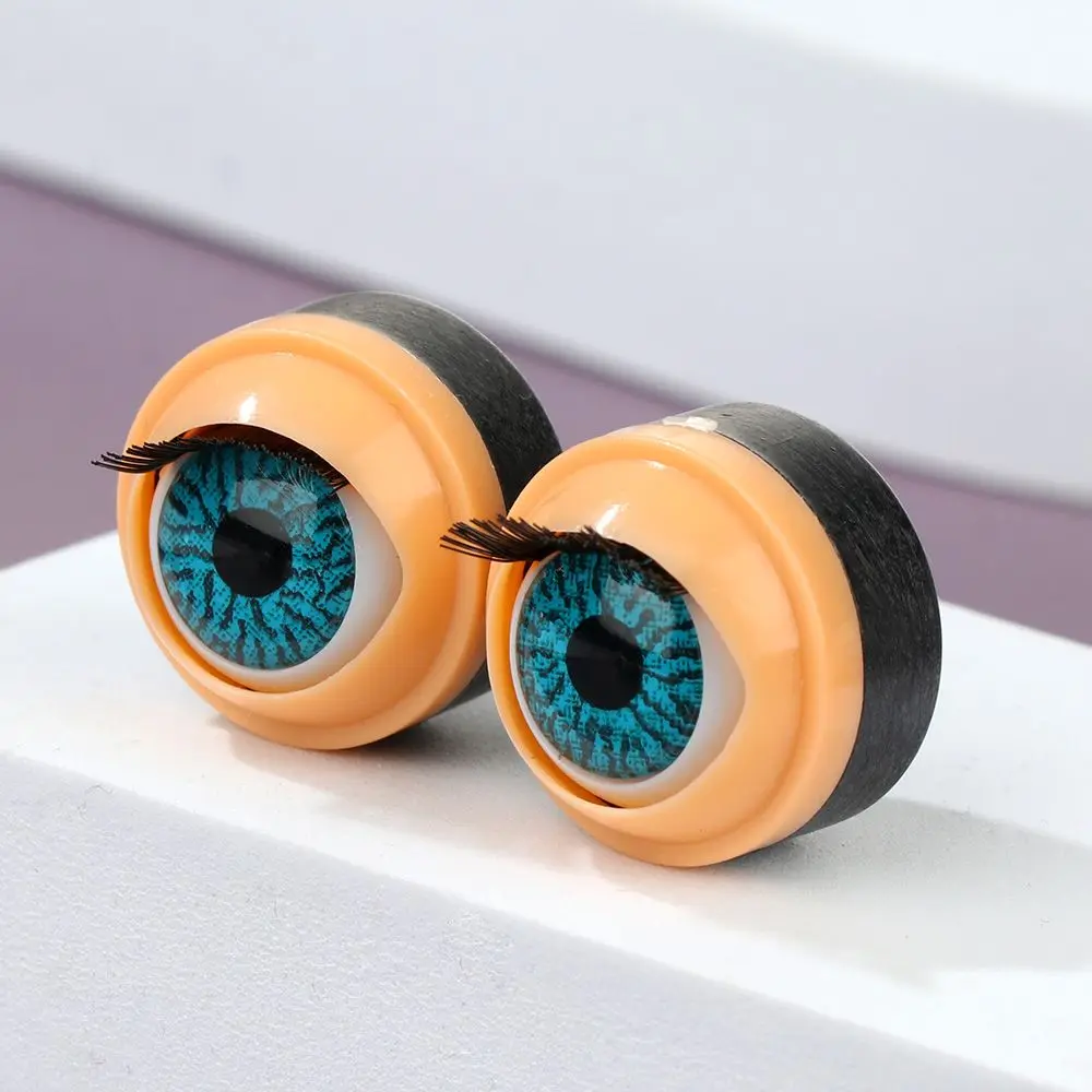 Plastic Doll Activity Eyes Doll Eye Accessories DIY Doll Eyes Doll Rolling Eyeballs with Eyelashes Simulation Active Eyeball