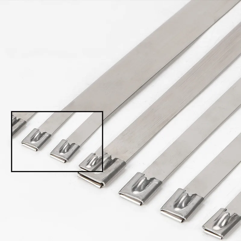 10 20 50 100 200 Pcs 10mm 0.39 inch Exhaust Wrap Multi-Purpose 304 Stainless Steel Metal Cable Tie banding self-locking zip ties