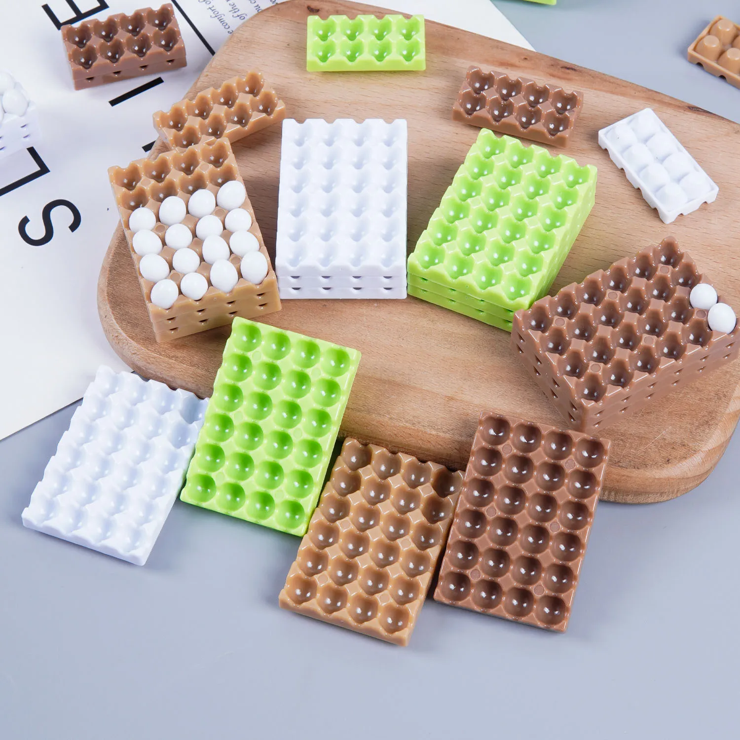 1set Mini Egg Tray Carton Simulation Miniature Egg Holder Dollhouse Realistic Kitchen Scene Model Accessory Home Desktop Decor