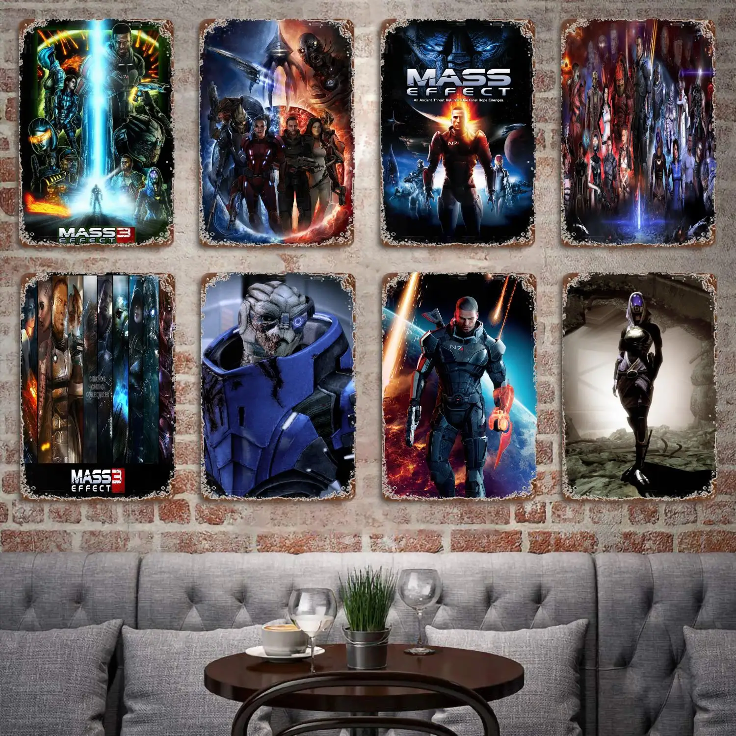 Garrus Close Up Mass Effect Poster Vintage Tin Sign Metal Sign Decorative Plaque for Pub Bar Man Cave Club Wall Decoration