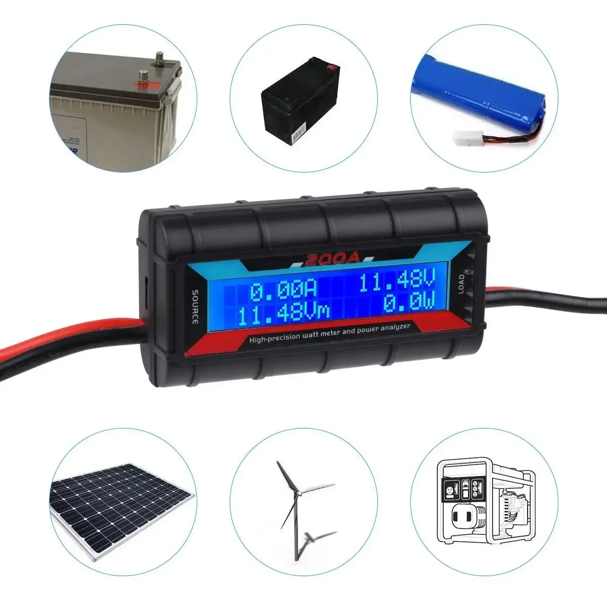 High Precision 130A 150A 200A Watt Meter Voltage Amp Meter Power Analyzer Checker / Performance Monitor w/ LCD Screen For Rc Car