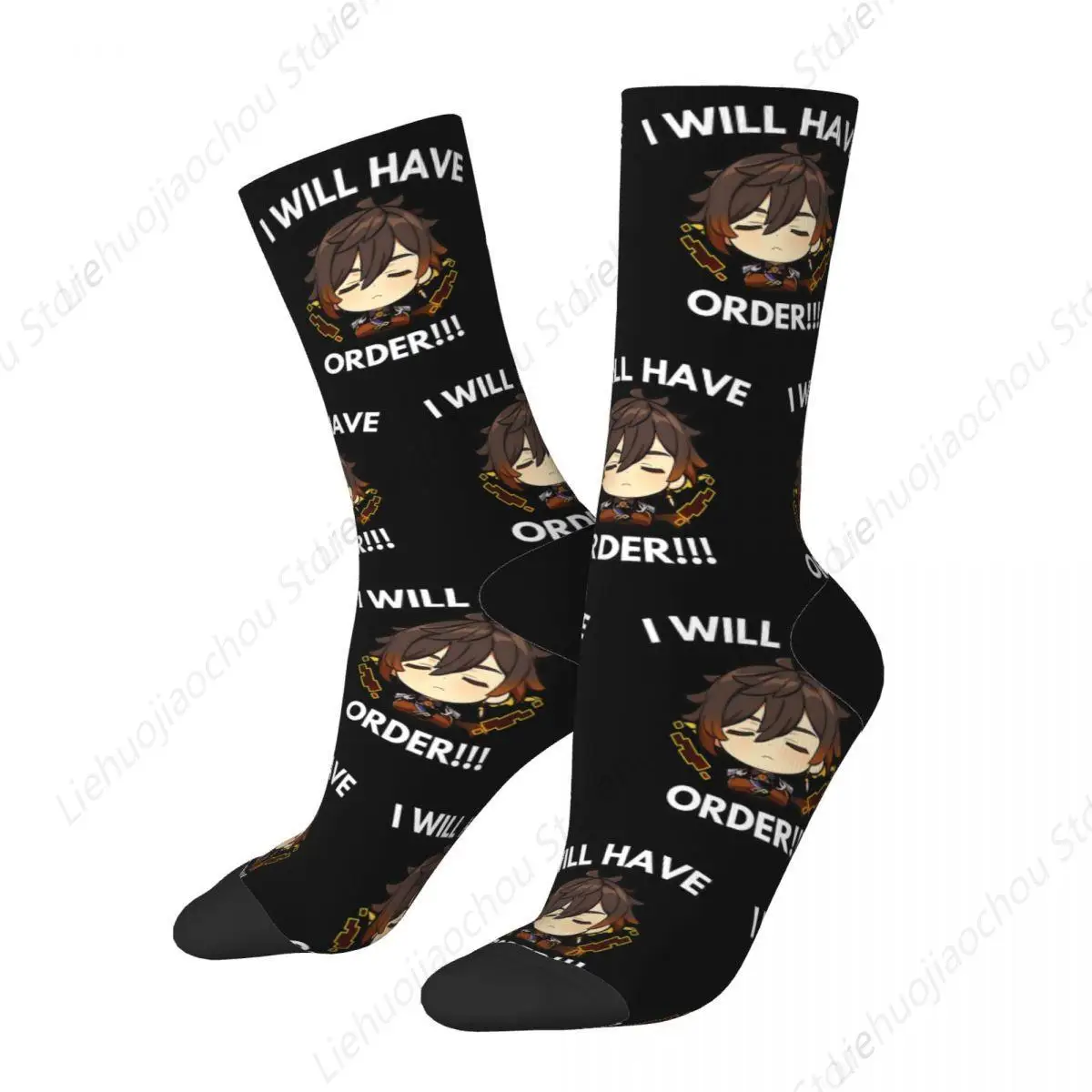 Zhongli I Will Have ORDER Genshin Impact Game Socks Accessories For Men Women Cozy Socks Comfortable Wonderful Gifts