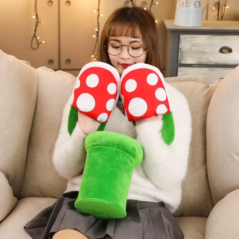 Game Super Mario Funny Slippers Cartoon Anime Novelty Cotton Cosplay Costumes Props Corpse Flower Kawaii Shoes Children Gifts