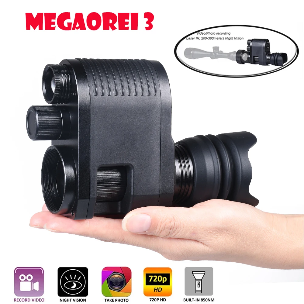 

Megaorei 3 Night Vision Goggles Optical Sight Cameras 720P Video Photo Record Hunting Monocular with 850nm Laser Infrared Torch