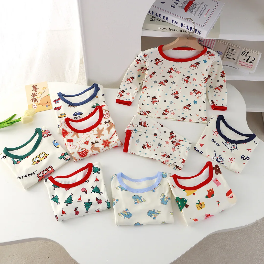 New Children's Home Clothes Pajama Set Warm Boy and Girl Underwear Autumn Clothes Autumn Pants Baby Two-piece Set of Clothing