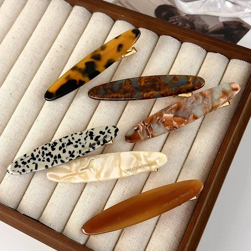 Fashion Amber Acetic Acid Hairpin Women's Forehead Broken Hair Duck Bill Clip Side Clip Headdress Bangs Hairpin Word Clip