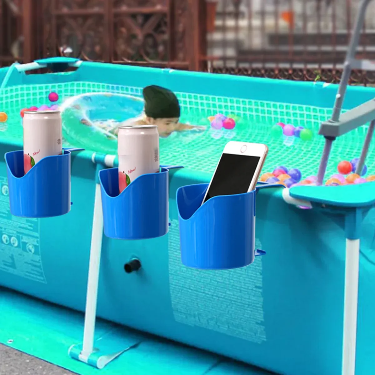 Pool Storage Rack Cup Holder Multifunctional Beverage Beer Stand for Pool Hot Tub & Bath Non-slip Stable Portable Accessory