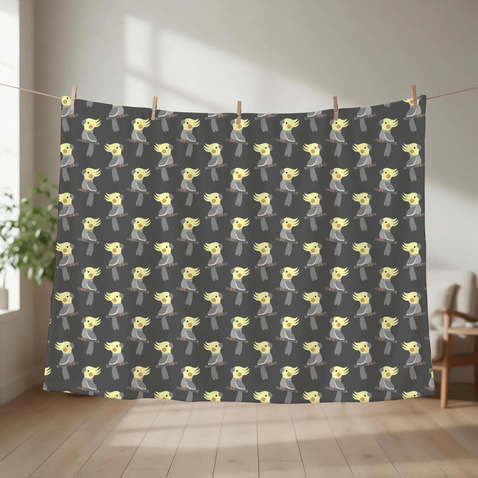 Cute cockatiel Throw Blanket couch cozy soft plush fuzzy picnic outdoor blanket