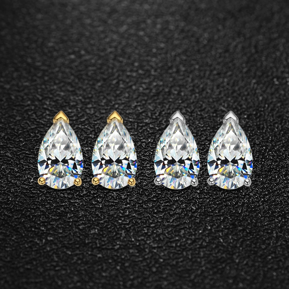 1/2/4CT Pear Cut Moissanite Earrings 100% S925 Silver Moissanite Diamond Waterdrop Stud Earrings For Women Wedding Party Jewelry