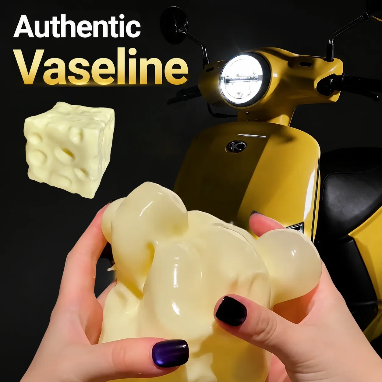Authentic Vaseline Jumbo Cheese Cube Squishy Toy Extra Large Soft Squeeze Fidget Ball ASMR Stress Relief Slow Rising Motorcycle