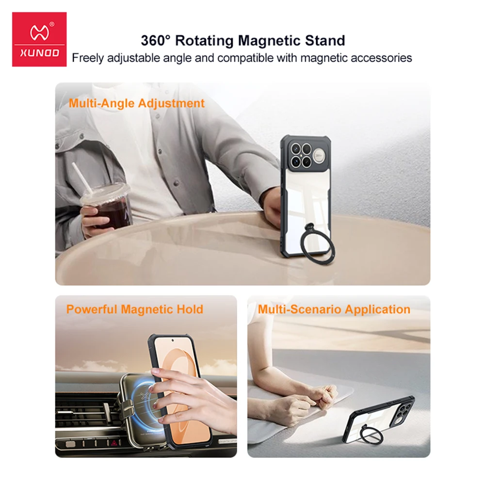 Etui Xundd do Xiaomi POCO F8 Pro F8 Ultra z magnetycznym pierścieniem/stojakiem, odporne na wstrząsy z poduszką powietrzną, ochrona aparatu, tylna obudowa. — zdjęcie produktu 5