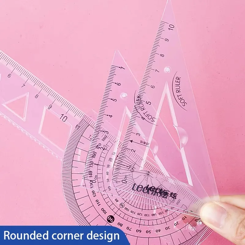 Flexible Ruler 20cm Soft Plastic Transparent PVC Drawing Tool for Kids Primary School Supplies Stationery Set Durable Creative