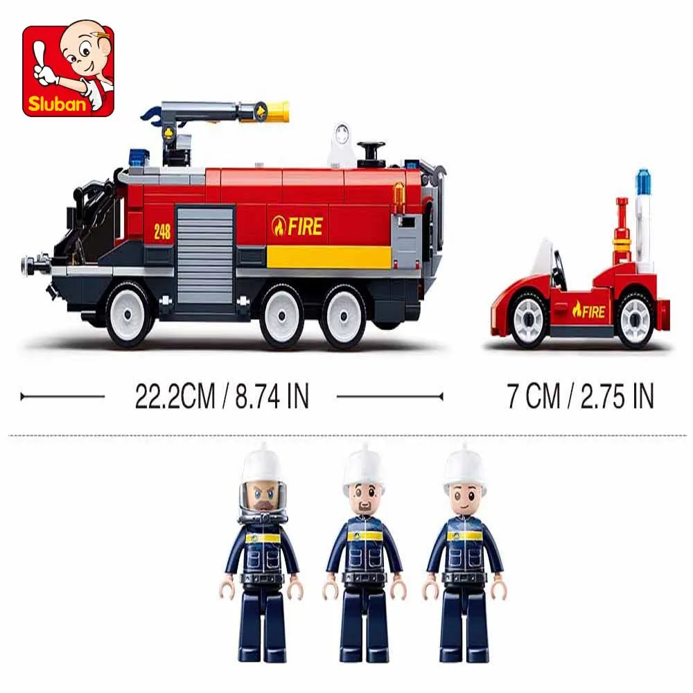 Sluban Building Block Toys Fire Control B0808 Airport Fire Truck 381PCS Bricks Fighting Car Compatbile With Leading Brands