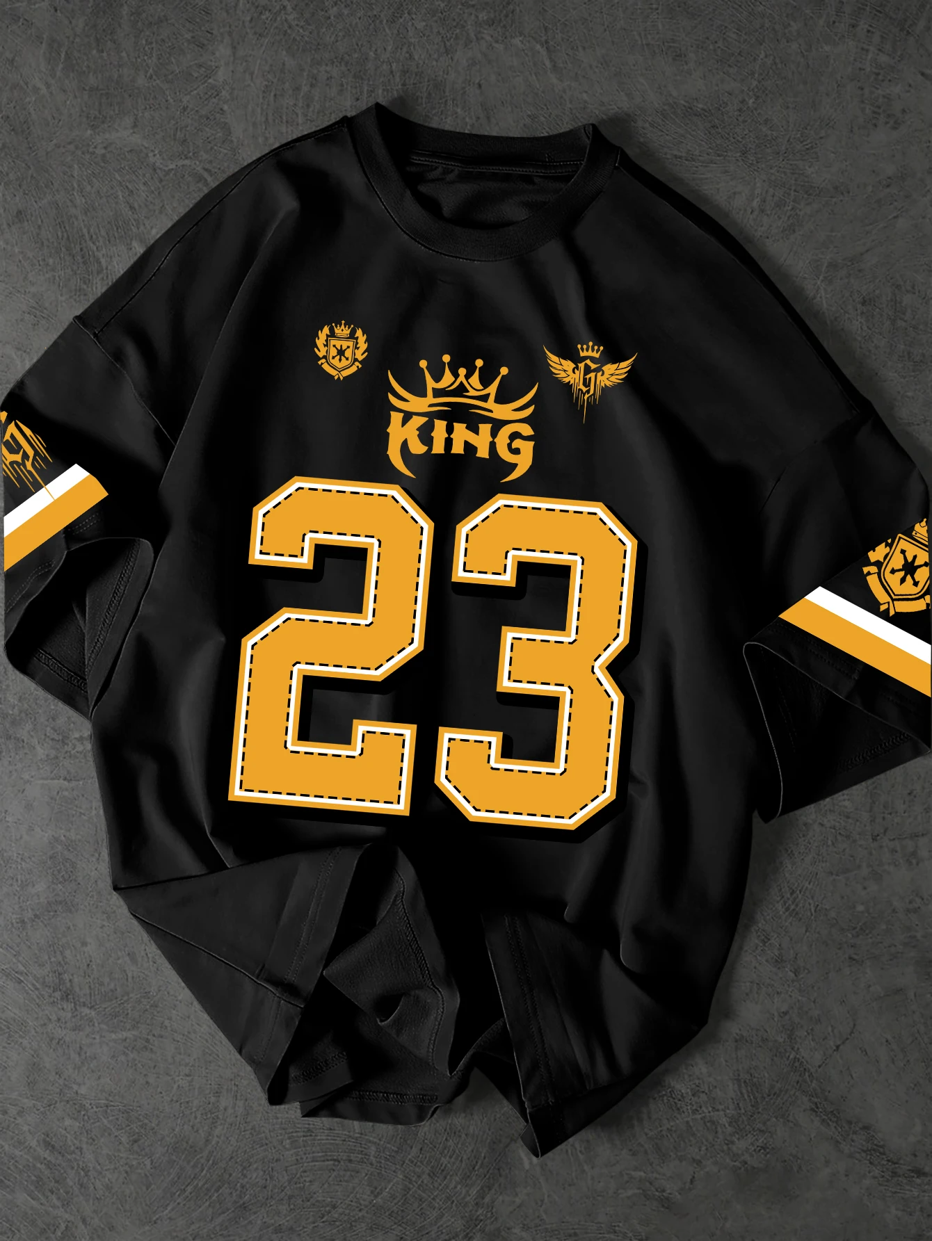 Printed T-shirt for Men New Summer Fashion King 23 Crown Printed Tee Machine Washable S-XXL