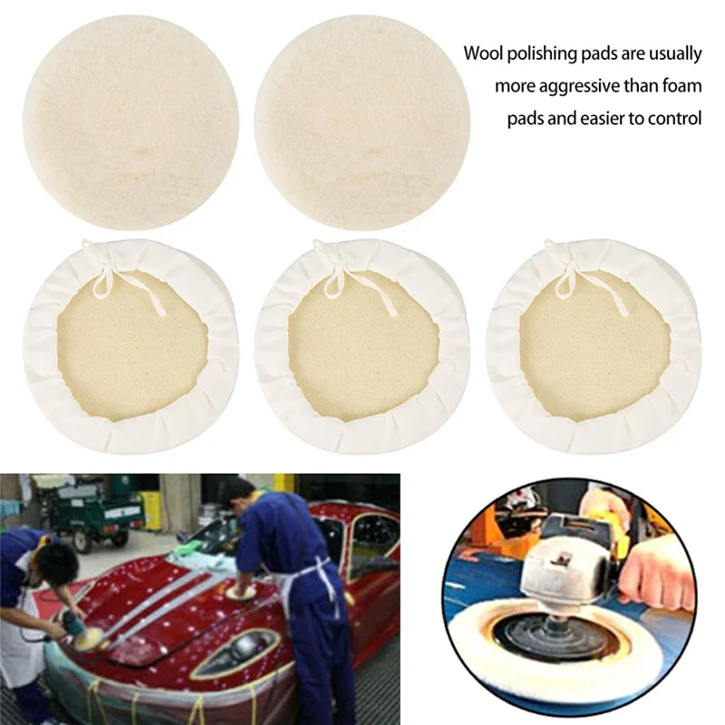 

AS94-6 Pieces Of 7-Inch Wool Pad Buffer Polishing Disc Bundled With Lace-Up Wool Polishing Kit