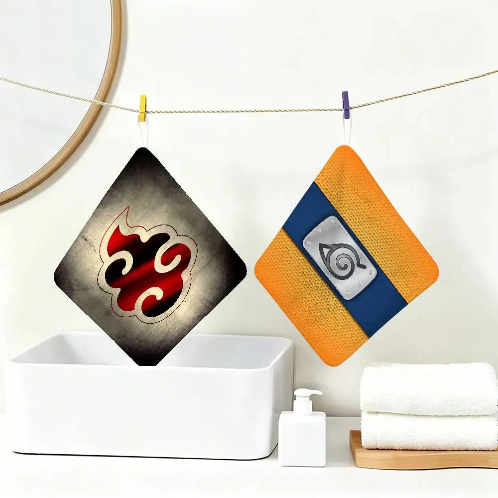 Anime N-N-arutoS Polyester Cotton Hand Wiping Towel, Hanging Design, Durable for Household Restaurant Toilet Use