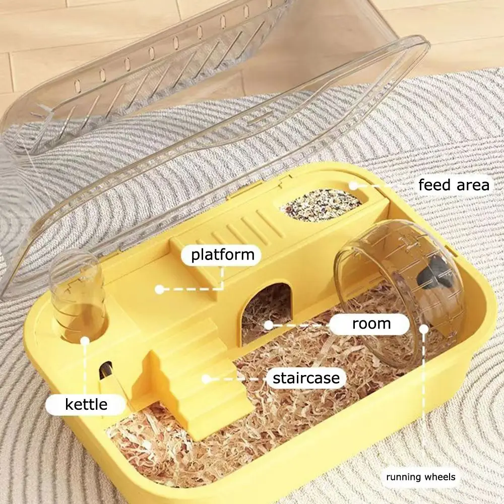 Fashion Double Layer Hamster Cage Large Space Sturdy Small Animal Carrying Cage Breathable Pet House